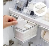 Caja de almacenamiento estilo cajón debajo del gabinete del espejo Algodón transparente para baño Algodón de maquillaje Almacenamiento extraíble para baño Onesize