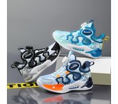 Zapatos para niños Zapatos casuales Zapatos para padres e hijos Zapatos de tendencia Tendencia para niños Todo fósforo Moda casual Zapatos con botones giratorios Zapatos de baloncesto 31 azul