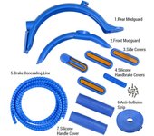 Kit de guardabarros delantero y trasero para patinete eléctrico, con cubiertas laterales, cubierta de freno de mano, tira anticolisión para azul