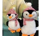 Muñeco de peluche de pingüino pequeño con bufanda bonita, muñeco de trapo 28cm（0.1kg）