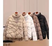 Otoño Invierno chaqueta de plumón ligera para mujer chaquetas de plumón para mujer de oficina a la moda L beige