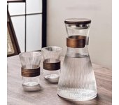 Hervidor de agua de vidrio de borosilicato de gran capacidad de 1,5 l con aislamiento térmico, cubierta de nogal, grano vertical, olla doméstica sencilla