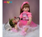 Muñecas de bebé Reborn de 24 pulgadas, cuerpo de tela de 60 cm, muñeca de princesa realista, vestido de arcoíris encantador para chico, regalo de cumpleaños y Navidad 60 cm marrón