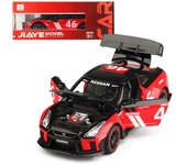 Modelo de coche de carreras GTR a escala 1/22, coche de juguete de tracción trasera con sonido y luz. 1/22-Size:19.8*8.5*6cm negro/rojo