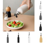 Botella dispensadora de aceite de oliva de cerámica de gran capacidad, recipiente vacío para vinagre, accesorios de cocina White-Round