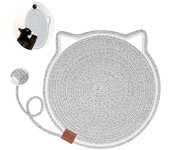 Alfombrilla rascadora para gatos de cuerda de algodón natural, almohadilla rascadora para gatos de 48 cm, almohadilla rascadora horizontal redonda para el suelo, para proteger los muebles blanco