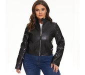 Chaqueta de cuero Pu para primavera y otoño para mujer, chaqueta informal ajustada de piel sintética suave, abrigo para mujer, ropa de calle básica S negro