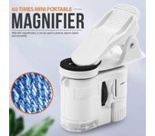 Mini microscopio portátil para teléfono inteligente 60X blanco