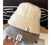 Sombrero de punto de Mohair suave para mujer, sombrero de cubo de invierno Vintage, gorro de pescador cálido, gorra informal con protección solar para exteriores 56-58cm gris