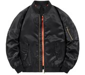 Chaqueta de béisbol para hombre, cuello alto, manga larga, cierre de cremallera, abrigo informal con bolsillos, puños acanalados, dobladillo, ropa de abrigo M azul oscuro