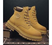 Botas de trabajo de estilo británico de caña alta para hombre de otoño: botas cortas coreanas de suela gruesa y modernas 44 negro mate