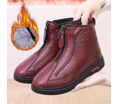 Botas de nieve con forro polar cálido de invierno para mujer, con cordones, piel sintética, forro de piel, zapatos altos para mujer, botines al aire libre con suela deslizante 35 negro