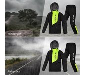 Traje de lluvia impermeable y transpirable para hombre, chaqueta y pantalón para motocicleta, golf, ciclismo L negro/rojo