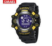 Reloj Digital SMAEL, relojes de pulsera militares, cronómetro LED, reloj despertador, relojes masculinos con esfera grande, relojes deportivos de moda 8050 a prueba de agua NO Package negro/oro