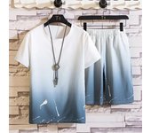 Traje para hombres gradiente verano manga corta camiseta conjunto moda 2 piezas streetwear 3d impreso deportes playa pantalones cortos ropa deportiva hombres XL