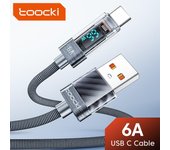 Cable USB tipo C Toocki 6A 66W para Huawei OPPO Display Cargador de carga rápida Cable USB C Cable de datos para Xiaomi 12 Samsung Realme 1M azul