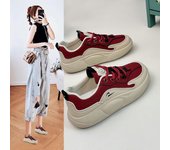 Zapatillas de deporte de plataforma casual para mujer, antideslizantes, cómodas, de piel sintética, para correr, caminar, ligeras, gruesas, con cordones, zapatos de tenis para mujer 35