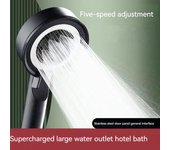 Cabezal de ducha de 5 modos, cabezal de ducha de alta presión, filtro portátil, grifo de lluvia, accesorios innovadores para baño y hogar 1pc negro