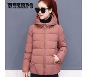 Chaqueta acolchada con capucha para mujer, abrigo holgado y fino, Chaqueta de algodón ligera que combina con todo, aumento de moda, otoño e invierno M negro