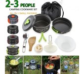 2021 Vajilla de conductividad térmica rápida para exteriores de alta calidad, juego de vajilla, hervidor de agua, juego de ollas para acampar, senderismo, Picnic, viaje, utensilios de cocina one size negro