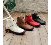 Otoño Invierno Mujer Zapatillas Planas Altas Color Sólido Cordones Gancho Y Lazo Tobillo Botas Casuales Y Cómodas 35 negro