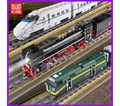 MOULD KING MOC-locomotoras de vapor QJ, tren de Control remoto, bloques de construcción, juguetes educativos DIY para niños, regalos de navidad 12001CX carriage