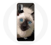 Coque pour Xiaomi Redmi Note 10 5G Chat Siamois Noir et blanc aux Yeux Bleus
