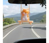 Adorno colgante para espejo retrovisor con cordón, fácil de colgar, adorable adorno con forma de gato de dibujos animados, colgante para interior de coche. amarillo