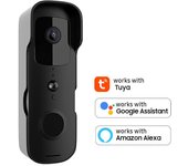 Timbre de vídeo inteligente para el hogar, timbre inalámbrico con WiFi, cámara impermeable para exteriores, aplicación Tuya, inteligente negro