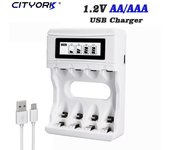 CITYORK inteligente rápido LCD indicador USB cargador de batería para 1,2 V AA/AAA NiMh NiCd batería recargable