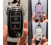 2 3 botones nuevo TPU coche Flip Shell Fob titular para VW Volkswagen Golf Jetta Lavida Skoda Octavia Polo Tiguan Passat funda para llave 2 Button Key Case blanco