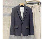 Abrigo de traje holgado para hombre, chaqueta de traje con solapa y manga larga con un solo botón y bolsillos, traje de negocios informal de Color sólido, ropa de trabajo M albaricoque