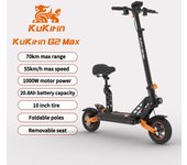 Patinete eléctrico KUKIRIN G2Max con asiento, potente motor de 1000 W, autonomía de 55 km/h y 70 km, batería de gran capacidad de 48 V/20,8 Ah, patinete eléctrico plegable con doble freno. M negro