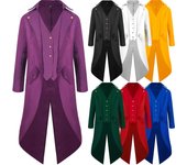 Chaqueta victoriana Steampunk para hombre, abrigo gótico, abrigos de esmoquin vintage S negro