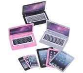3 unids/set simulación Mini ordenador portátil tableta teléfono móvil casa de muñecas miniatura 1:12 accesorios de bricolaje para decoración de casa de muñecas artesanales de aleación color rosa