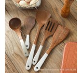 Juego de espátulas de madera antiadherentes de mango largo con diseño de alas de pollo Small rice shovel 22.5*7.5cm