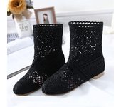 Nuevas botas rojas y negras para mujer, botas planas de verano de malla transpirable de alta calidad para mujer, botas de verano para mujer a la moda, talla grande 35 blanco