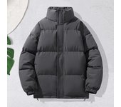 Abrigo de invierno para hombre, cuello alto, manga larga, cierre de cremallera, color sólido, abrigo acolchado con dos bolsillos laterales M gris oscuro