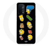 Coque pour Oppo A74 Les Simpson autocollants fond noir
