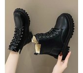 Botas de combate con cordones y tacones gruesos para mujer, botines de felpa cortos y cálidos de invierno, plataforma antideslizante para mujer 35 blanco