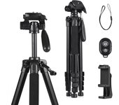 Andoer 1,88 M/74 pulgadas trípode para fotografía trípode para cámara soporte aleación de aluminio 360 grados giratorio 5kg/11lbs negro