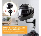 Soporte para casco de motocicleta, soporte de pared para casco de acero teñido, percha para casco con rotación de 180 con doble gancho, soporte para casco de bicicleta negro