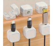 Organizador de cables magnético, 1/3/6 piezas, clip protector para cables de escritorio, imán para enrollar cables, conector para ratón, soporte para línea de carga USB, gancho 1PCS blanco