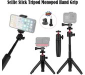 Palo Extensible Plegable Mini Trípode Monopod Montura Empuñadura para Insta360 X4 Gopro DJI Cámara de Acción IPhone 15 14 Pro Max Trípode