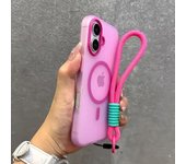 Funda con cordón Magsafe en color caramelo para iPhone 16, 15, Pro Max, 14 Plus, 11, 12 y 13, con correa para la muñeca y cubierta de TPU suave mate. iPhone 12
