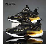 Zapatos para correr de marca para hombre, zapatillas de deporte para hombre, zapatos transpirables de gran tamaño para hombre, zapatos deportivos de plataforma a la moda para hombre, Otoño Invierno 2024 39 negro
