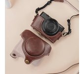 Estuche de cuero para cámara Sony RX100 - Compatible con RX100M6, RX100 M2, M3, M4, M5A, M5, WX700, HX90 - Negro