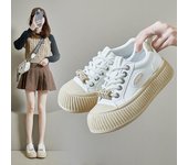 Zapatillas de deporte de plataforma para mujer con cordones de moda zapatos para caminar zapatos de tenis casual cómodo vestido zapatillas de deporte mujeres cuero PU ligero zapatos deportivos planos 35