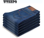 Pantalones vaqueros elásticos para hombre, pantalones vaqueros ajustados para hombre, pantalones vaqueros de negocios para hombre, pantalones suaves de marca, pantalones masculinos 36 azul