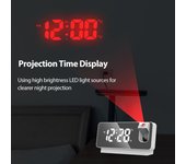 Reloj despertador portátil con proyección de temperatura y fecha, pantalla grande, reloj digital con proyección LED negro